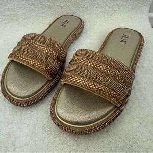 H2k Women's Gold Slide Sandals